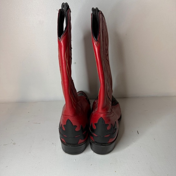 ACME Rare Vintage Red Black Shorty Cowgirl Cowboy Western Boots Women’s Size 7.5 - Picture 3 of 9